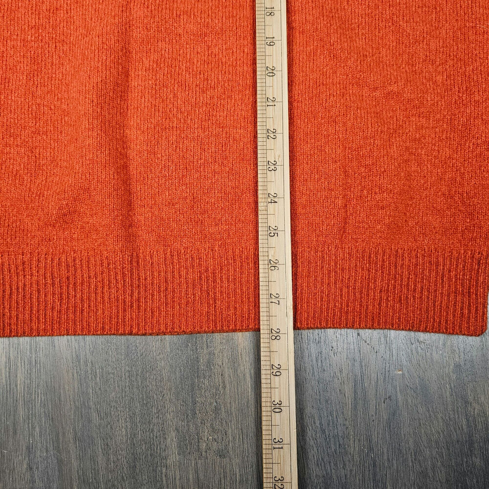 Tommy Hilfiger Mens Large Crewneck Sweater‎ Lambswool Nylon Knit Orange Pullover - Picture 5 of 6